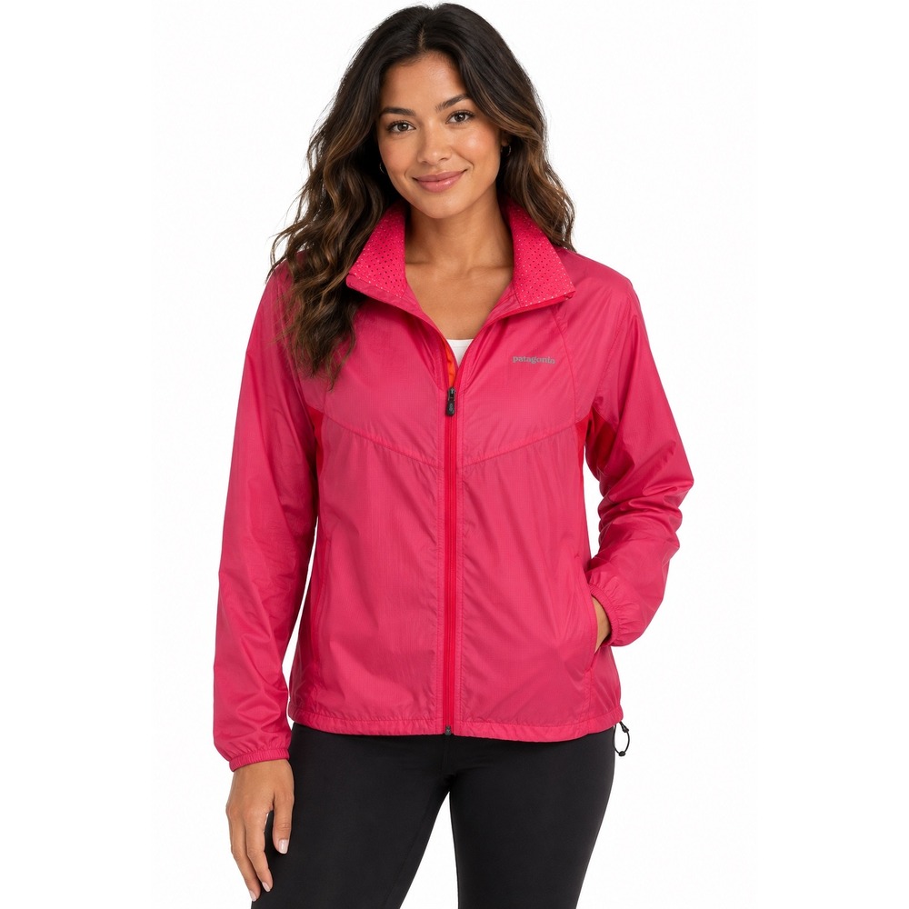 Patagonia Houdini Windbreaker Jacket Womens Small Pink Red Full Zip Lightweight